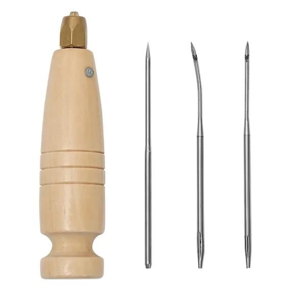 Professional Leather Sewing Awl Kit With Needles & Thread - For Leathercraft & Heavy Fabric Repair