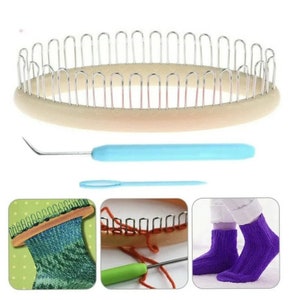 Sockenweben, Strickrahmen-Kit mit Strickpieke und Nadel, 32 Zapfen, Haushaltsstrickzubehör, Hutärmel-Weber, Nadel-Häkelnadel