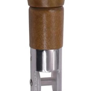 May include: A wooden handled awl with a metal needle. The awl is used for leather crafting and is a tool for making holes in leather.