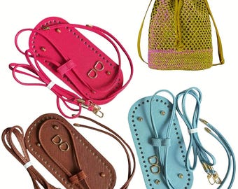 3pcs Crochet Bag Making Kits, Leather, Adjustable Shoulder Straps, Drawstring Closure, Durable Base, Handbags Making w/ Hardware Accessories