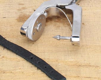 Leather Punch Tool, Metal, 5 Different-Size Holes Punching, Jewelry Making, Rotary Sewing Leathercraft, Belt Strap Watchband Cutting Puncher