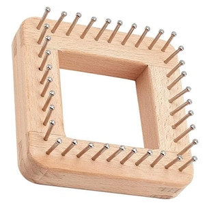 Garnstrickmaschine Brett, Holz Metall, quadratischer DIY Wolle Handwerk Webstuhl, Schal Herstellung Kit Pullover Stricker, Hut Schals Weben Werkzeug Zubehör