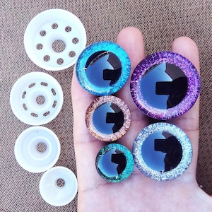 Doll Plastic Safety Eyes, Resin, 20pcs, Various Sizes, Glitter Amigurumi Eyeball Plush Toy Crafting, Crochet Knitting Craft Making Accessory