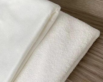 Kardborretyg, polyester, bomull, vitt tyg, självhäftande baksida, mjuka gör-det-själv-tillbehör för babykläder, miljövänliga