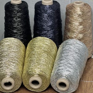 Filato metallico, 200 g, filo d'acciaio lucido con anima in oro e argento, ideale per uncinetto, borse e borsette intrecciate a mano, materiali per lavori di ricamo e tessitura fai da te.