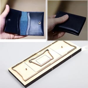 Troqueles para cortar portatarjetas, hoja de madera y hierro, moldes para coser y cortar billeteras plegables, cortador de artículos de cuero, patrón para manualidades DIY, herramientas para estarcir cuero