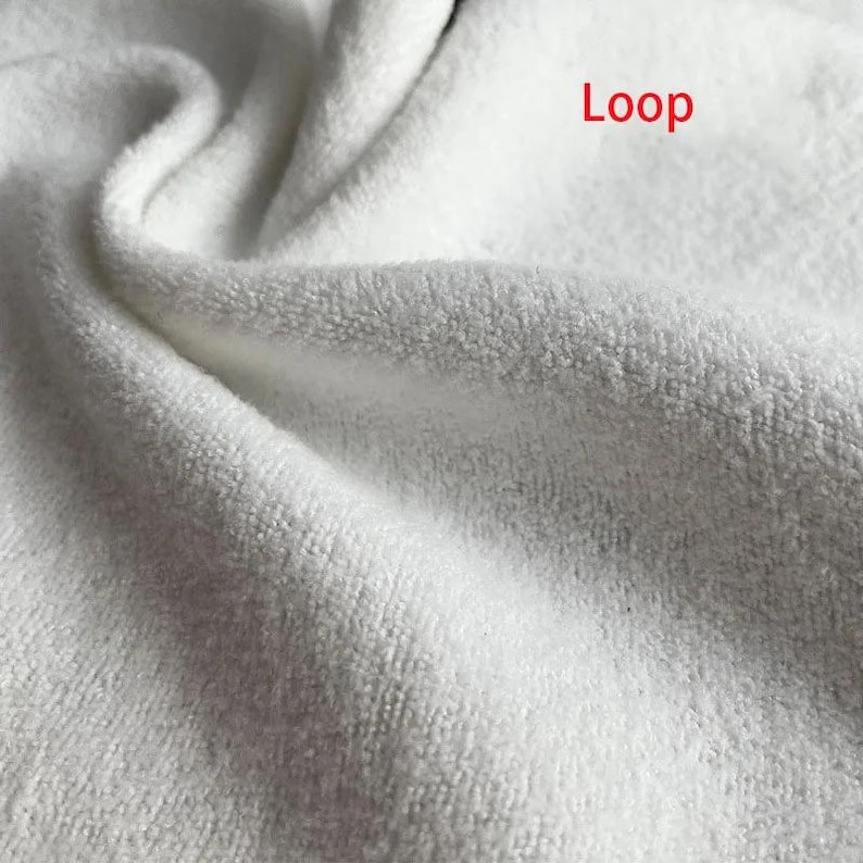 Kardborretyg, polyester, bomull, vitt tyg, självhäftande baksida, mjuka gör-det-själv-tillbehör för babykläder, miljövänliga Loop
