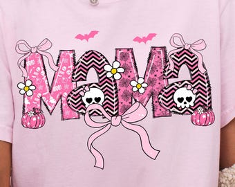 Mama Halloween PNG, Pink Coquette, Spooky Season Shirt Design (Digital Download)