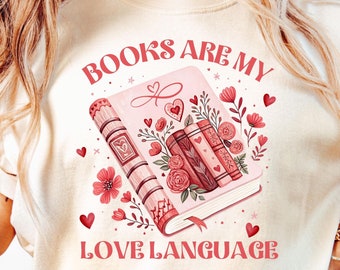 Valentine Book Lover PNG, Floral Teacher Design (Digital Download)