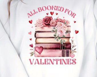 Valentine Book Lovers PNG, Floral Teacher Clipart (Digital Download)