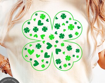 Clover with Hearts SVG, St Patricks Day Shamrock Cut File (Digital Download)