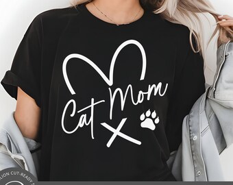 Corazón de Mamá Gata SVG (png, dxf, eps, Descarga Digital)