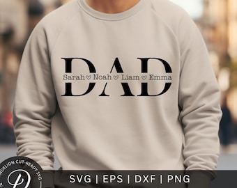 Dad SVG, Father's Day Gift SVG, Dad Split Name Frame Svg, Dad Cut File, Dad Outline Svg, Dad Png, Dad Sublimation PNG, Dad Cricut Svg File.