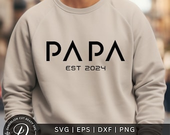 Papa Est 2024 SVG, Father's Day Design (Digital Download)