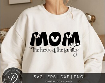 Mom Heart of Family SVG, Mothers Day, Mama Cut File (Digital Download)
