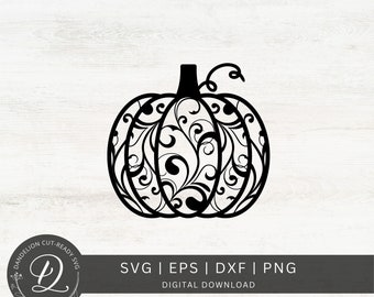 Floral Pumpkin SVG, Fall Halloween Cut File (Digital Download)