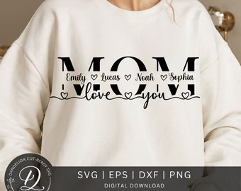 Mom SVG, Mother&#39;s Day Gift SVG, Mom Split Name Frame Svg, Mom Cut File, Mom Outline, Mom Shirt Png, Mom Monogram Svg, Mom Cricut Svg file.
