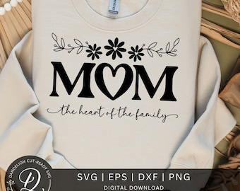 Mom Heart of Family SVG, Mothers Day, Mama Cut File (Digital Download)