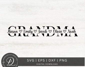 Grandma Split Name Frame SVG, Grandmother Monogram Cut File (Digital Download)