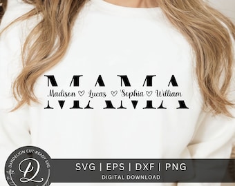 Mama SVG, Mother&#39;s Day Gift SVG, Mama Split Name Frame Svg, Mama Cut File, Mom Outline, Mama Png, Mama Monogram Svg, Mama Cricut Svg file.
