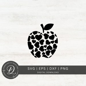 Herz Apfel SVG, Lehrer SVG, Schnittdatei für Cricut, PNG für die Wertschätzung des Lehrers, Herz Apfel Muster zwar, Back to School svg, digitaler Download.