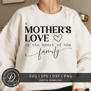 A Mother&#39;s Love is The Heart of a Family SVG, Mother&#39;s Day Gift SVG, Mom Cut File, Mom Quotes Svg, Mothers Sayings Svg, Digital Download.