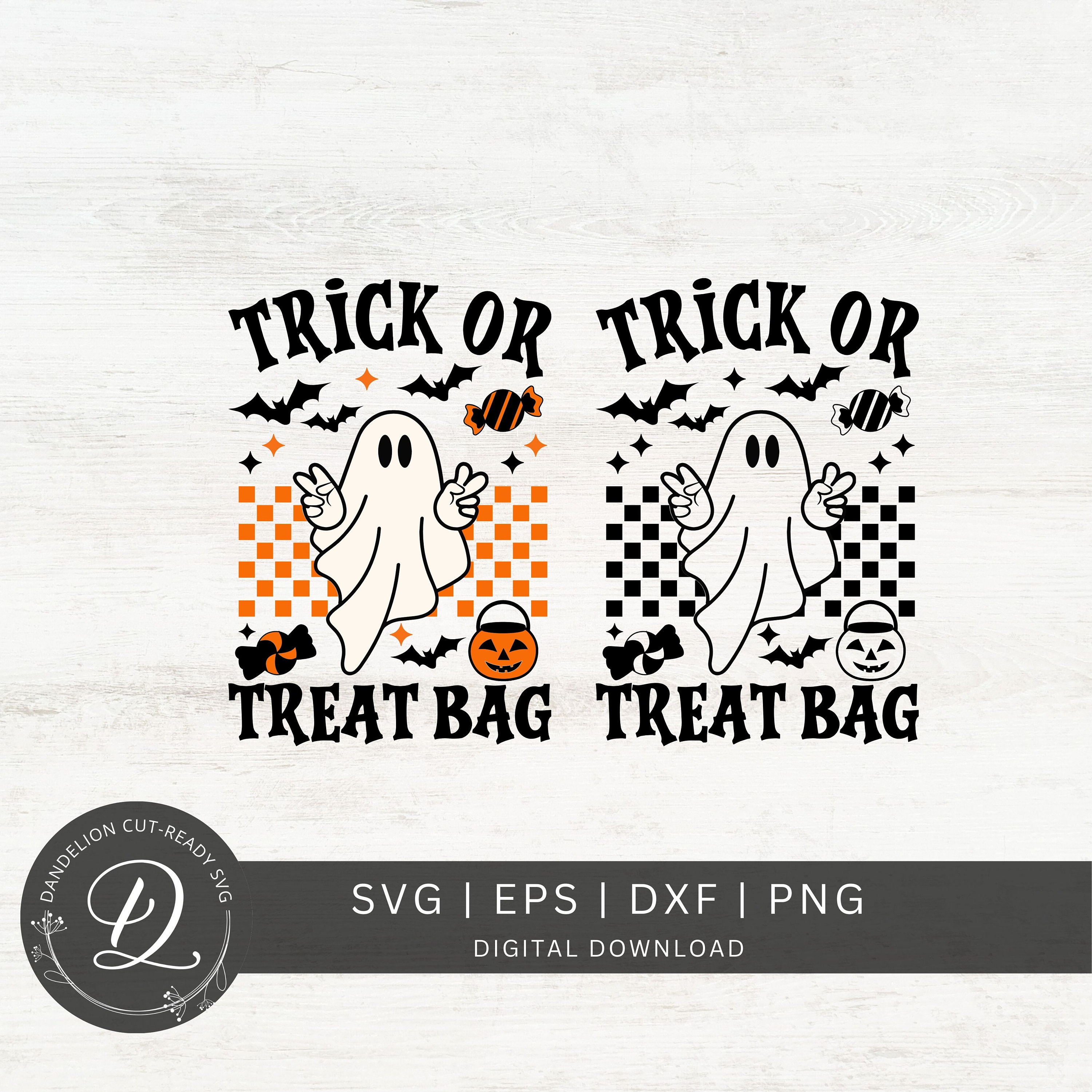 Trick or Treat Bag SVG, Kids Halloween Svg, Retro Ghost Svg, Bag of ...