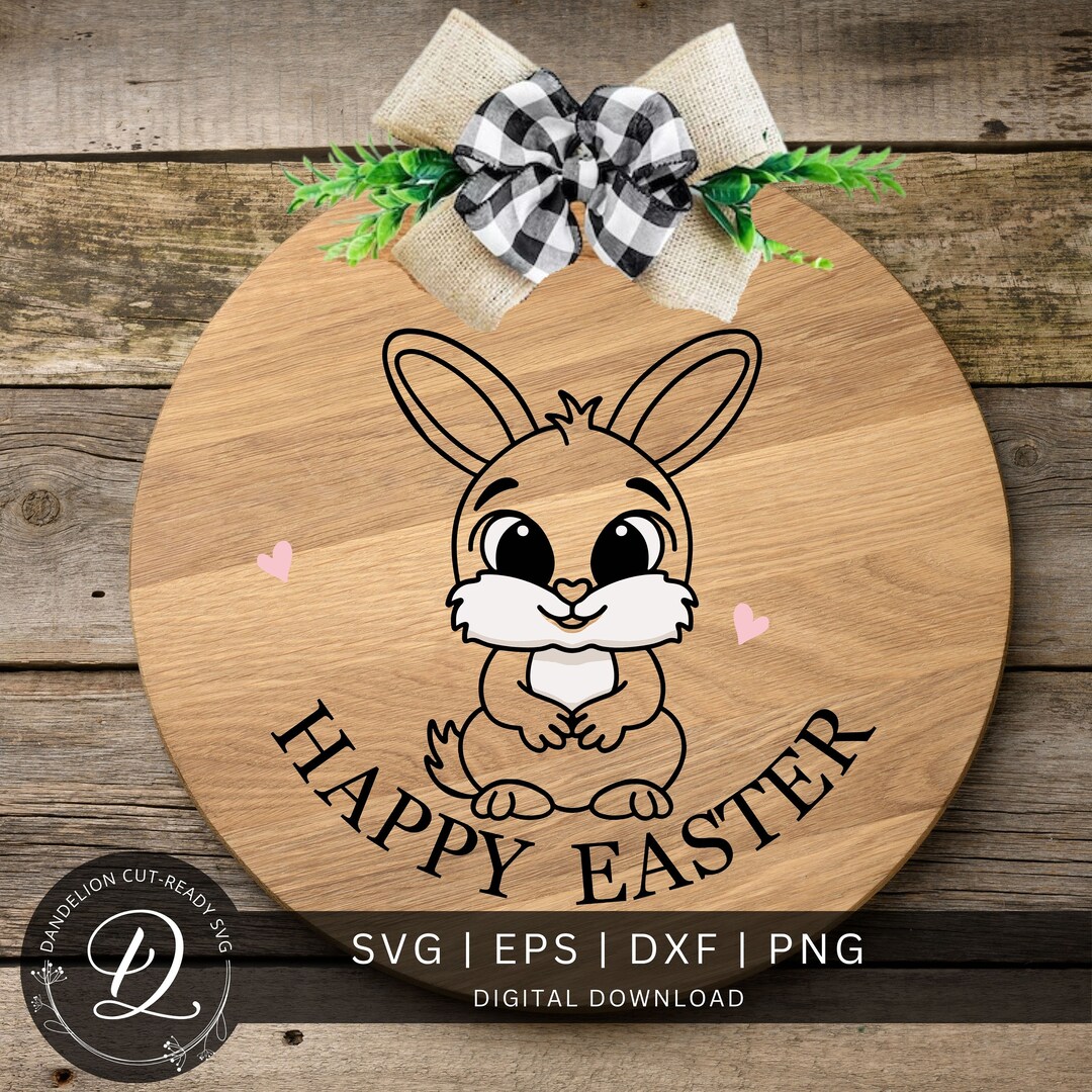 Happy Easter Bunny SVG, Door Hanger Laser Cut File (digital Download ...
