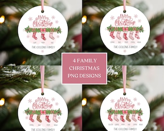 Family Christmas Ornament, Custom Stocking Design PNG (Digital Download)