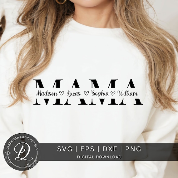 Mama SVG, Mother's Day Gift SVG, Mama Split Name Frame Svg, Mama Cut File, Mom Outline, Mama Png, Mama Monogram Svg, Mama Cricut Svg file.