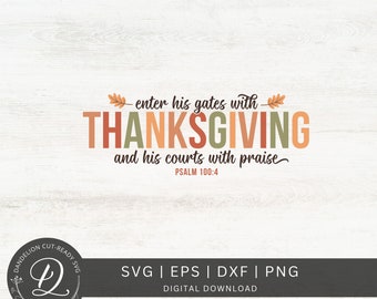 Thanksgiving Bibel Vers SVG, Retro Herbst Design (Digitaler Download)