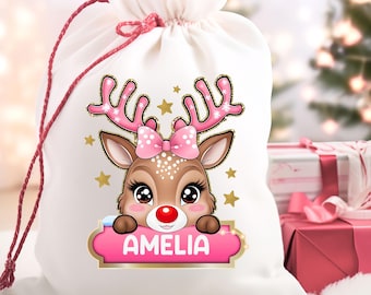 Personalized Christmas Reindeer PNG, Custom Kids Name Frame (Digital Download)