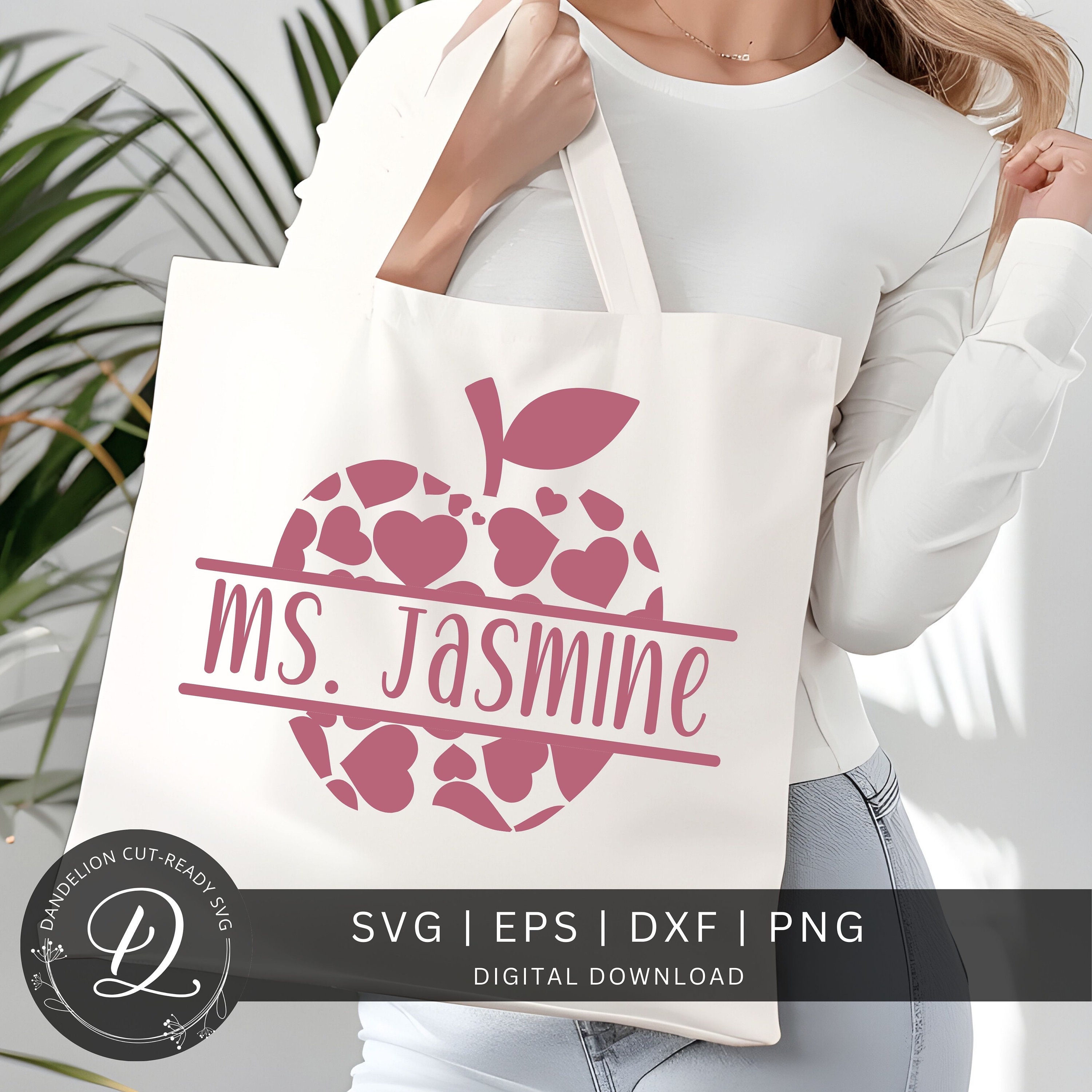Apple Name Frame SVG, Teacher Split Monogram SVG, Apple Cut File for ...
