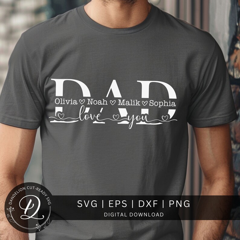 Dad SVG, Father's Day Gift SVG, Dad Split Name Frame Svg, Dad Cut File ...