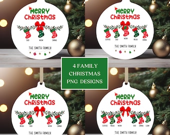 Family Christmas Ornament Designs, Custom Stocking PNG (Digital Download)
