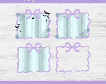 Halloween Bow Frame PNG, Coquette Border Sublimation, Ribbon Frame Png, Whimsical Border Png, Preppy Pattern Design, Digital download.