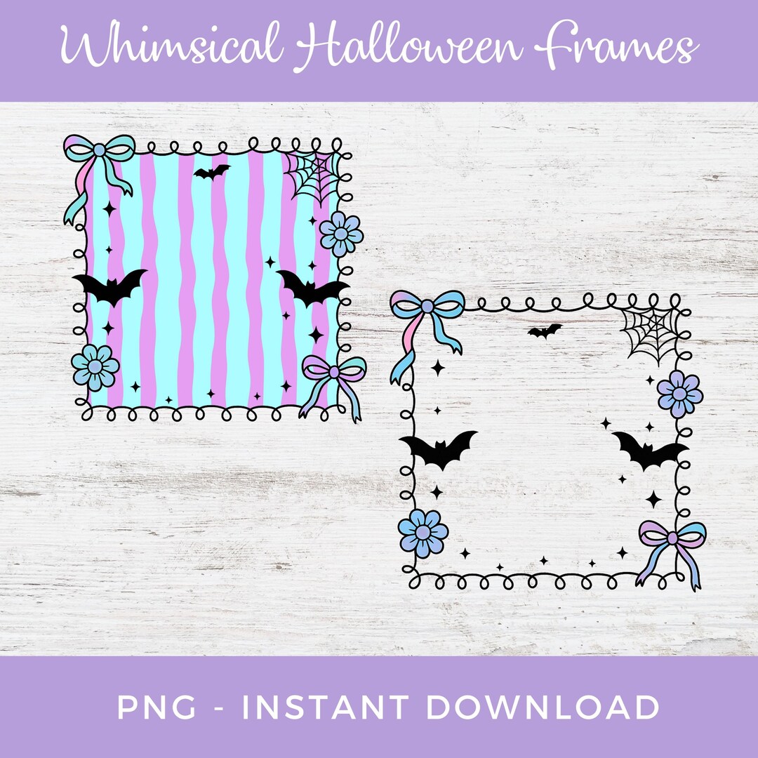 Halloween Bow Frame PNG, Coquette Border Sublimation, Swirly Frame Png ...