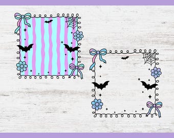 Halloween Bow Frame PNG, Coquette Border Sublimation, Swirly Frame Png, Whimsical Border Png, Preppy Pattern Design, Digital download.