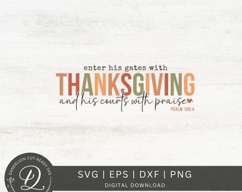 Thanksgiving Bibel Vers SVG, Retro Herbst Design (Digitaler Download)