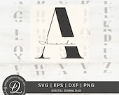 Alphabet Monogram SVG, PNG, Cut Ready A to Z Monogram Custom Names, Cut File for Cricut, Silhouette, 26 Individual Svg Png Dxf Cut Files