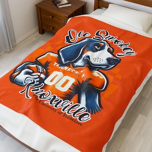 Tennessee Smokey Plush Blanket, Cozy Throw Blanket, Vols Fan Gift, University of Tennessee Decor, Soft Plush Blanket for All Occasions