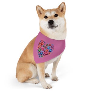 Dog Print Heart Pet Bandana, Pet Collar Bandana Puppy Neck Scarf Cat Bandana Collar Animal Print Dog Bandanna Dog Lover Gift
