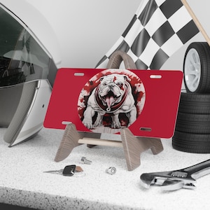 UGA Bulldogs Customizable Vanity Plate, Georgia Tag, Bulldog Art License Plate, Unique Car Decor, Gift for Dog Lovers