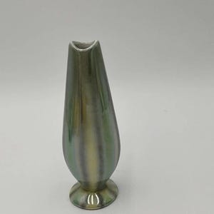 Vintage Mid Century Modern Lusterware Vase: Iridescent Ceramic, 1950s-60s