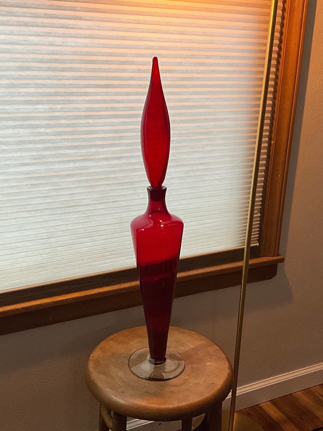 1960 Rare Blenko Regal 1RE Ruby Red Mouth Blown Glass Wayne Husted MCM