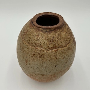 Vintage Clay Pottery Vase Shigaraki Ware Pot Urn Glaze Vessel Primitive Sabi Earthware Rustic Round Vase Decor Framhouse Decor Boho Decor
