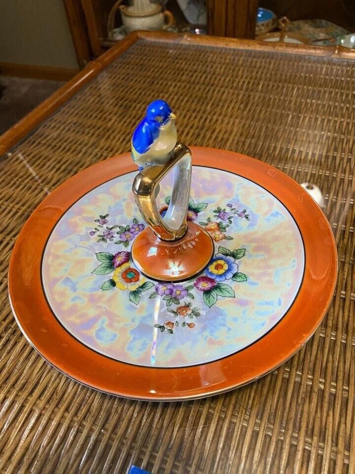 青色の花と鳥の装飾 陶器の鉢 Hand Painted Vintage Noritake Bluebird - Etsy