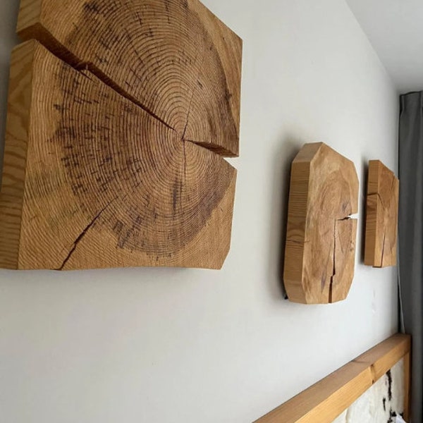 Wall decoration in solid oak, Wanddekoration aus massiver Eiche, Décoration murale en chêne massif, Decoración mural de roble macizo