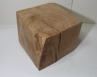 Pieza rústica de madera de roble 20x20x17,5cm, salida, una sola pieza, lijada
