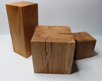 Bloque de roble macizo aceitado 25x25x...cm, Geölter Holzblock eiche, Bloc de chêne massif huilé, Holztruffel, Massiver Eichenblock, Holzdeko